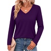 image:imageZeagoo Womens Long Sleeve Shirts V Neck Basic Tee Tops Dressy Casual Business Work Blouses Fall Outfits S3XLPurple