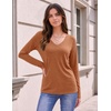image:imageZeagoo Womens Long Sleeve Shirts V Neck Basic Tee Tops Dressy Casual Business Work Blouses Fall Outfits S3XLRust Orange