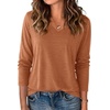 image:imageZeagoo Womens Long Sleeve Shirts V Neck Basic Tee Tops Dressy Casual Business Work Blouses Fall Outfits S3XLRust Orange