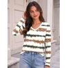 image:imageZeagoo Womens Long Sleeve Shirts V Neck Basic Tee Tops Dressy Casual Business Work Blouses Fall Outfits S3XLTie Dye Stripe Print