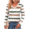 image:imageZeagoo Womens Long Sleeve Shirts V Neck Basic Tee Tops Dressy Casual Business Work Blouses Fall Outfits S3XLTie Dye Stripe Print