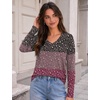 image:imageZeagoo Womens Long Sleeve Shirts V Neck Basic Tee Tops Dressy Casual Business Work Blouses Fall Outfits S3XLVintage Ditsy Floral