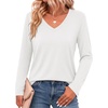 image:imageZeagoo Womens Long Sleeve Shirts V Neck Basic Tee Tops Dressy Casual Business Work Blouses Fall Outfits S3XLWhite