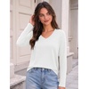 image:imageZeagoo Womens Long Sleeve Shirts V Neck Basic Tee Tops Dressy Casual Business Work Blouses Fall Outfits S3XLWhite