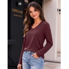 image:imageZeagoo Womens Long Sleeve Shirts V Neck Basic Tee Tops Dressy Casual Business Work Blouses Fall Outfits S3XLWine Red