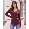 image:imageZeagoo Womens Long Sleeve Shirts V Neck Basic Tee Tops Dressy Casual Business Work Blouses Fall Outfits S3XLWine Red