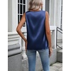 image:imageZeagoo Womens Satin Tank Top Pleated Sleeveless Blouse Dressy Casual Tops Crewneck Silk Shirts Business Summer ClothesNavy Blue