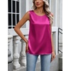 image:imageZeagoo Womens Satin Tank Top Pleated Sleeveless Blouse Dressy Casual Tops Crewneck Silk Shirts Business Summer ClothesRose Red