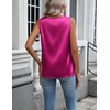 image:imageZeagoo Womens Satin Tank Top Pleated Sleeveless Blouse Dressy Casual Tops Crewneck Silk Shirts Business Summer ClothesRose Red