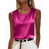 image:imageZeagoo Womens Satin Tank Top Pleated Sleeveless Blouse Dressy Casual Tops Crewneck Silk Shirts Business Summer ClothesRose Red