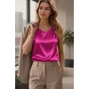 image:imageZeagoo Womens Satin Tank Top Pleated Sleeveless Blouse Dressy Casual Tops Crewneck Silk Shirts Business Summer ClothesRose Red