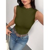 image:imageZeagoo Womens Sleeveless Mock Turtleneck Tank Tops Ribbed Lettuce Trim Tops Basic Slim Fit Shirts Casual Summer Clothes 2026Army Green