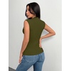 image:imageZeagoo Womens Sleeveless Mock Turtleneck Tank Tops Ribbed Lettuce Trim Tops Basic Slim Fit Shirts Casual Summer Clothes 2026Army Green