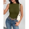 image:imageZeagoo Womens Sleeveless Mock Turtleneck Tank Tops Ribbed Lettuce Trim Tops Basic Slim Fit Shirts Casual Summer Clothes 2026Army Green