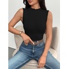 image:imageZeagoo Womens Sleeveless Mock Turtleneck Tank Tops Ribbed Lettuce Trim Tops Basic Slim Fit Shirts Casual Summer Clothes 2026Black