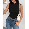 image:imageZeagoo Womens Sleeveless Mock Turtleneck Tank Tops Ribbed Lettuce Trim Tops Basic Slim Fit Shirts Casual Summer Clothes 2026Black