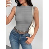 image:imageZeagoo Womens Sleeveless Mock Turtleneck Tank Tops Ribbed Lettuce Trim Tops Basic Slim Fit Shirts Casual Summer Clothes 2026Blackwhite Stripe