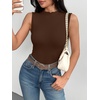 image:imageZeagoo Womens Sleeveless Mock Turtleneck Tank Tops Ribbed Lettuce Trim Tops Basic Slim Fit Shirts Casual Summer Clothes 2026Browm