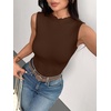 image:imageZeagoo Womens Sleeveless Mock Turtleneck Tank Tops Ribbed Lettuce Trim Tops Basic Slim Fit Shirts Casual Summer Clothes 2026Browm