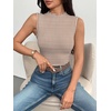 image:imageZeagoo Womens Sleeveless Mock Turtleneck Tank Tops Ribbed Lettuce Trim Tops Basic Slim Fit Shirts Casual Summer Clothes 2026Brownwhite Stripe