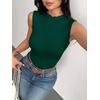 image:imageZeagoo Womens Sleeveless Mock Turtleneck Tank Tops Ribbed Lettuce Trim Tops Basic Slim Fit Shirts Casual Summer Clothes 2026Green