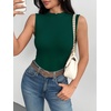 image:imageZeagoo Womens Sleeveless Mock Turtleneck Tank Tops Ribbed Lettuce Trim Tops Basic Slim Fit Shirts Casual Summer Clothes 2026Green
