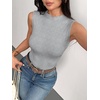 image:imageZeagoo Womens Sleeveless Mock Turtleneck Tank Tops Ribbed Lettuce Trim Tops Basic Slim Fit Shirts Casual Summer Clothes 2026Grey