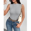 image:imageZeagoo Womens Sleeveless Mock Turtleneck Tank Tops Ribbed Lettuce Trim Tops Basic Slim Fit Shirts Casual Summer Clothes 2026Grey