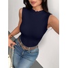 image:imageZeagoo Womens Sleeveless Mock Turtleneck Tank Tops Ribbed Lettuce Trim Tops Basic Slim Fit Shirts Casual Summer Clothes 2026Navy Blue