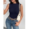 image:imageZeagoo Womens Sleeveless Mock Turtleneck Tank Tops Ribbed Lettuce Trim Tops Basic Slim Fit Shirts Casual Summer Clothes 2026Navy Blue