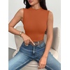 image:imageZeagoo Womens Sleeveless Mock Turtleneck Tank Tops Ribbed Lettuce Trim Tops Basic Slim Fit Shirts Casual Summer Clothes 2026Orange