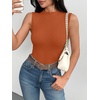 image:imageZeagoo Womens Sleeveless Mock Turtleneck Tank Tops Ribbed Lettuce Trim Tops Basic Slim Fit Shirts Casual Summer Clothes 2026Orange