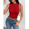image:imageZeagoo Womens Sleeveless Mock Turtleneck Tank Tops Ribbed Lettuce Trim Tops Basic Slim Fit Shirts Casual Summer Clothes 2026Red