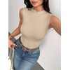 image:imageZeagoo Womens Sleeveless Mock Turtleneck Tank Tops Ribbed Lettuce Trim Tops Basic Slim Fit Shirts Casual Summer Clothes 2026Warm Apricot