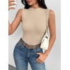image:imageZeagoo Womens Sleeveless Mock Turtleneck Tank Tops Ribbed Lettuce Trim Tops Basic Slim Fit Shirts Casual Summer Clothes 2026Warm Apricot