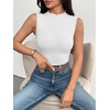 image:imageZeagoo Womens Sleeveless Mock Turtleneck Tank Tops Ribbed Lettuce Trim Tops Basic Slim Fit Shirts Casual Summer Clothes 2026White