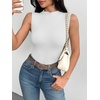 image:imageZeagoo Womens Sleeveless Mock Turtleneck Tank Tops Ribbed Lettuce Trim Tops Basic Slim Fit Shirts Casual Summer Clothes 2026White