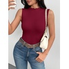 image:imageZeagoo Womens Sleeveless Mock Turtleneck Tank Tops Ribbed Lettuce Trim Tops Basic Slim Fit Shirts Casual Summer Clothes 2026Wine Red