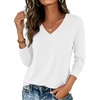 image:imageZeagoo Womens Long Sleeve Shirts V Neck Basic Tee Tops Dressy Casual Business Work Blouses Fall Outfits S3XLWhite
