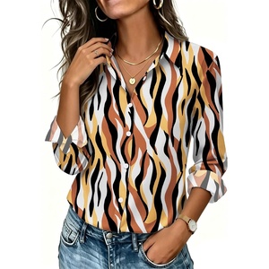 image:imageWomens Button Down Shirt Classic Fit Dress Shirt Work Business Casual Long Sleeve Blouse TopsMulticolor Print