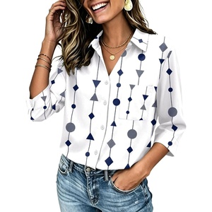 image:imageZeagoo Button Down Shirts for Women 34 Length Sleeve Work Tops V Neck Shirts Dressy Casual Business Blouses with PocketJh599
