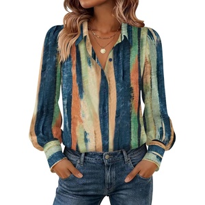 image:imageZeagoo Women Button Down Shirts Lantern Long Sleeve Tops Business Casual Chiffon Blouses Trendy Work ClothesCx289multicolored