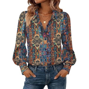 image:imageZeagoo Women Button Down Shirts Lantern Long Sleeve Tops Business Casual Chiffon Blouses Trendy Work ClothesMz721multicolored