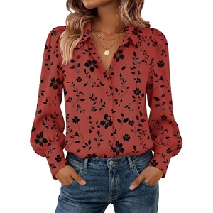 image:imageZeagoo Women Button Down Shirts Lantern Long Sleeve Tops Business Casual Chiffon Blouses Trendy Work ClothesSf290pattern