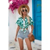 image:imageZeagoo Ladies Button Down Shirts Short Sleeve Hawaiian Top V Neck Boho Leaf Print Summer Outfit Blouses