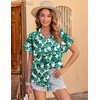 image:imageZeagoo Ladies Button Down Shirts Short Sleeve Hawaiian Top V Neck Boho Leaf Print Summer Outfit Blouses