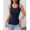 image:imageZeagoo Tank Tops with Built in Bra for Women Sleeveless Crewneck Racerback Ribbed Fitted Tops Basic Summer Clothing 2026Navy Blue