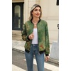 image:imageZeagoo Womens Bomber Jacket Casual Coat Zip Up Spring Fall Clothes with Pockets SXXLGreen Print