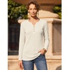 image:imageZeagoo Womens Long Sleeve Waffle Knit Shirts Dressy Casual Loose Button Up V Neck Tops 2026 Fall Basic Tee Blouse01parchment