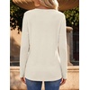 image:imageZeagoo Womens Long Sleeve Waffle Knit Shirts Dressy Casual Loose Button Up V Neck Tops 2026 Fall Basic Tee Blouse01parchment